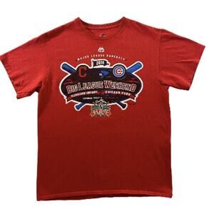 MLB T Shirt Mens Medium Red Cleveland Indians Vs Chicago Cubs Big League Weekend